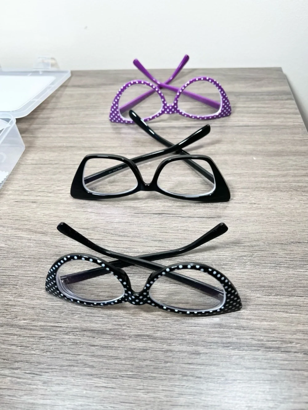 Black Polka Dot Purple Cat Eye Glasses Bundle